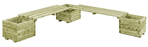 Tidyard Fioriera da Giardino Esterno con Panca in Legno di Pino Impregnato FSC