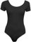 AA ESSENTIALS® Womens Ladies Plain Short Cap Sleeve Round Scoop Neck Stretch Leotard Bodysuit Top (Black, 8-10)