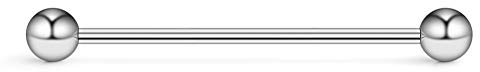 Longbeauty 14 Gauge Lange Industrielle Barbell 38mm Piercing Stab Hantel Edelstahl Barbell Piercingschmuck Knorpel Ohrring Langhantel Körper Piercing Schmuck 1 Pcs, Silber