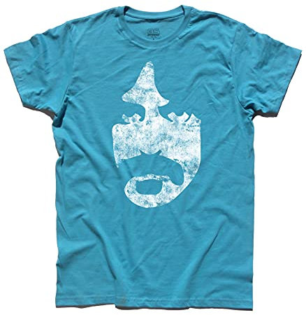 3styler T-Shirt Uomo Frank Zappa Viso - Volto Stilizzato ed antichizzato - Linea Classic - 100% Cotone 185 gr/mq (M, Azzurro)