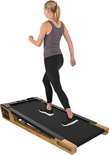Homeology Strongology INCLINO Light Walnut Wood Finish Luxury Home & Office Quiet 560W Adjustable Speed 5° Incline Bluetooth Treadmill with LED Display - Fully Assembled