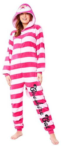 Disney Pigiama Intero Donna - Pigiama Stitch Interi in Pile IH Oh Angel Minnie Malefica S-2XL - Gadget Stitch Idea Regalo (Rosa Stregatto, L)