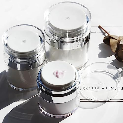 Airless Pump Jar,Cream Jar Vacuum Bottle,Airless Pump Bottle Moisturiser Refillable Empty Bottles Moisturiser Pump Dispenser for Lotions, Makeup, Moisturiser