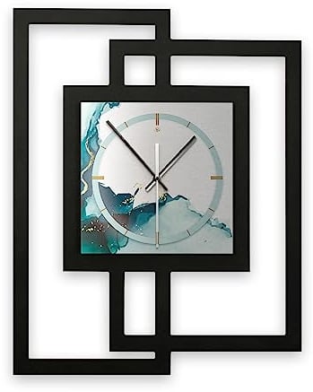 Kreative Feder Designer-Wanduhr Turquoise in modernem Metallic-Look ohne Tickgeräusche (Turquoise, leises Funkuhrwerk)
