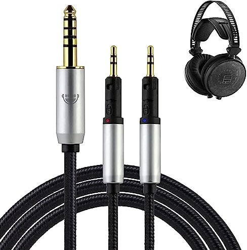 okcsc Cavo di ricambio per cuffie Audio-Technica ATH-R70x Cavo a 4 core intrecciato OFC 4,4 mm Spina bilanciata Lunghezza 1,5 m per cuffie ATH-R70x