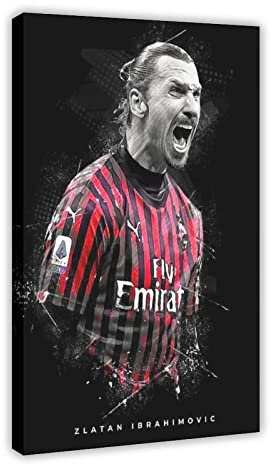 THNIKK Zlatan Ibrahimovic Fußballspieler Schlafsaal Schlafzimmer Wandkunst Deco Poster Leinwand Poster Wandkunst Dekor Bild Gemälde für Wohnzimmer Schlafzimmer Dekoration Rahmenstil 60 x 90 cm