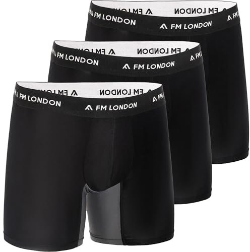 FM London Lot de 3 Boxers hommes en fibre de bambou avec bandes anti-frottement