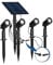 M Ledme - Luces Solares LED exterior Jardin con pincho Roxi, Kit de 4 focos solares, Impermeable IP65, Luz Potente, Luz cálida (3000K), para Jardín, Camino, Cesped, etc.