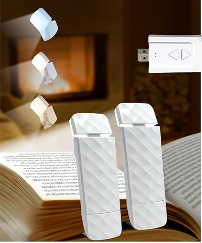 Runesol Doppelpackung Leselampe Buch Klemme weiß, USB-aufladbare Leselicht, 3 augenschonende Modi Buchlampe für das Lesen im Bett, Reading Light mit 80 Stunden Akkulaufzeit
