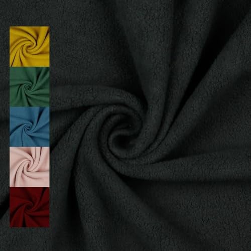 Leichter Baumwoll-Fleece | zum Abfüttern von Mützen, Jacken | für Bekleidung | ab 50 cm | Meterware (dark grey)