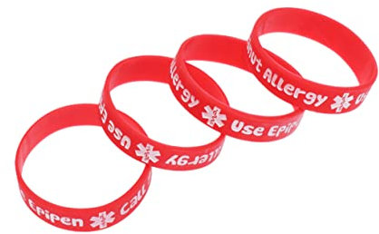 Gadpiparty 4 Pièces Bracelet En Caoutchouc Bracelet D'Identification En Silicone Bracelets D'Allergie En Caoutchouc Bracelet D'Allergie En Silicone Bracelets D'Identification En