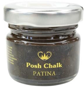 Posh Chalk PC0304 Patina - Dark Brown 30ml - Oil-Based Gilding Wax - Vintage, Metallic, Distressed - DIY Craft Upcycling Furniture - Thick Texture + Stiff Consistency – Artisan Quality