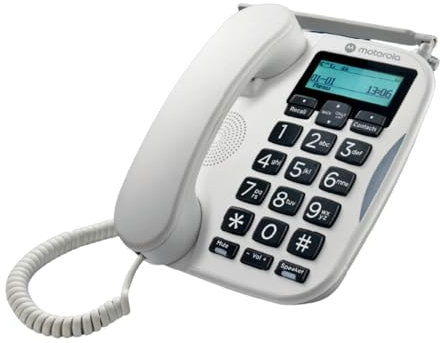 Motorola Voice - FW500 Teléfono De Escritorio con SIM Y Línea Fija – Respaldo De Emergencia 4G LTE, hasta 8 Horas De Batería, Teléfono de Emergencia en Caso de Corte de Energía, Teclas Grandes
