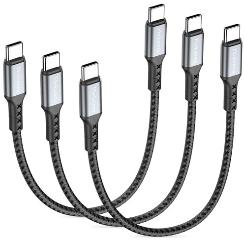 Fbokunma Short USB C to USB C Cable 30cm 3Pack, 65W 0.3M Charger Cable PD Fast Charging Type C to Type C Cord Braided for Samsung Galaxy S23 S22 S21, Note 20/10 Ultra, iPad Pro, Huawei, Pixel
