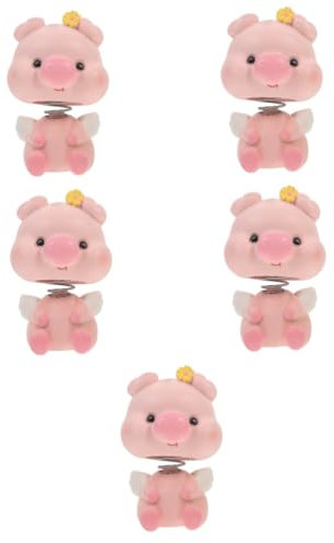 ifundom 5stücke Wackelnde Pig Figurine Für Auto Deko Lustiges Cartoon-Pferd Resin Statue Mit Wackelndem Kopf Für Armaturenbrett Schreibtisch Und Wohnraum Vielseitige Dekoration Für