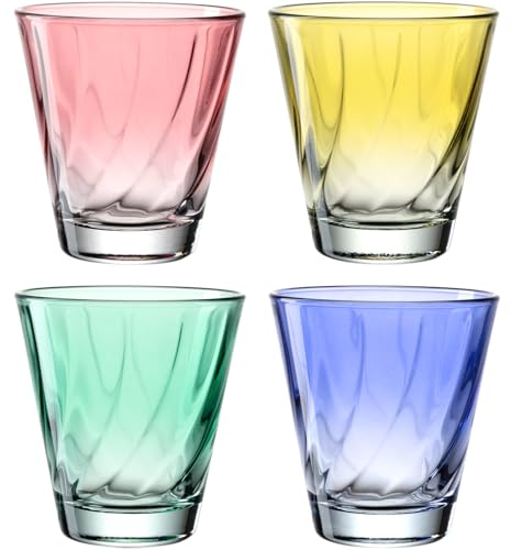 LEONARDO HOME Twist 046974 - Lot de 4 verres à jus de qualité supérieure et modernes - Verres à eau ergonomiques et incurvés - Pour un usage quotidien - 215 ml