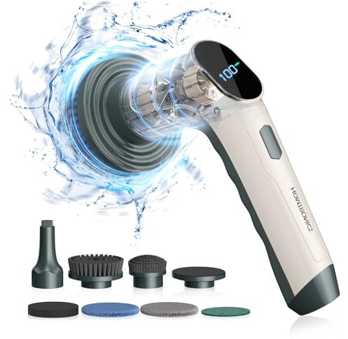 Homtronics Spazzola Rotante Pulizia Casa Senza Fili, Elettrica Impermeabile Con 3 Velocità Regolabili, per Bagno Cucina Piastrelle