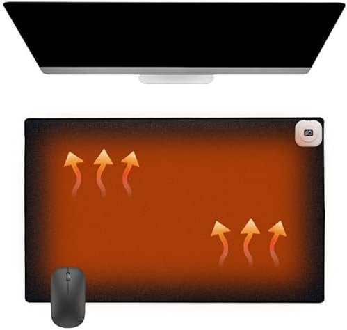 Dhqkqg Heated Mouse Pad, Heated Mouse Mat with 6 Heating Levels & 4 Hours Timer, 80x33cm Heated Desk Mat, Electric Warm Desk Pad, Large Desk Mat for Home Office Work (UK Plug)