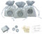 Doni Bomboniere Set Anniversario Nozze Argento 12 Sacchettini per Confetti in Cotone Panna e Argento 12 Applicazioni Numero 25 tondi 12 Bigliettini Personalizzabili 12 Bustine Confetti Bianco Gadget