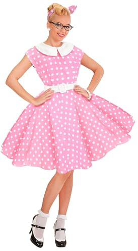 W WIDMANN MILANO Party Fashion - 50er Jahre Kostüm Damen | Rock´n´Roll Verkleidung mit Kleid, Petticoat, Gürtel und Haarband für Karneval, Mottoparty