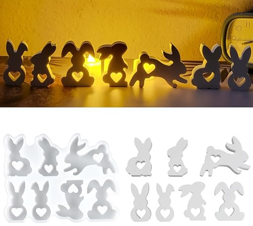 Wikimo Silikonformen Gießformen Ostern Hase Silikonform Ostern Hase mit Herz Gießforme Zum Gießen Tiere Gießformen Frühling für Diy
