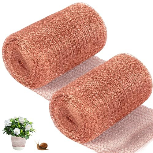2 Rolle 12.7cmx6m Kupfernetz: Reines Kupfergeflecht, Kupferband Gegen Schnecken Mäuse, Schneckenzaun Reinem, Schneckenzaun Kupfergeflecht für Garten Schädlingsbekämpfung und zur Abwehr von Gewürm