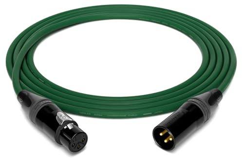 enoaudio Mogami 2534 Quad Professional Studio Cable Balanced Microphone | Neutrik Gold XLR Female - XLR Male | HiFi, Green, 1.5 m