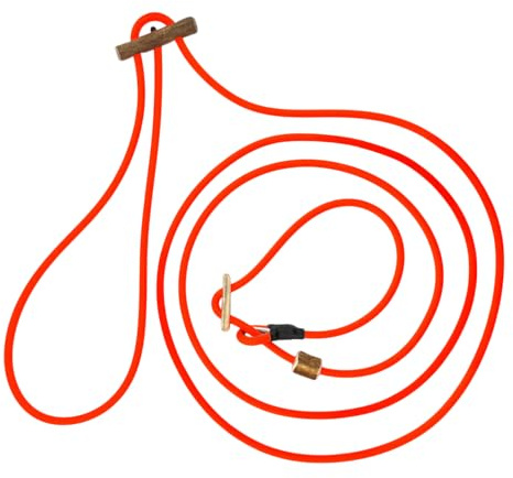 ROMNEYS Umhänge-Moxonleine Biothane Neon Pro – (Lautlose) Pirschleine für Training & Jagd mit Stopp aus Geweih | Neon-Orange