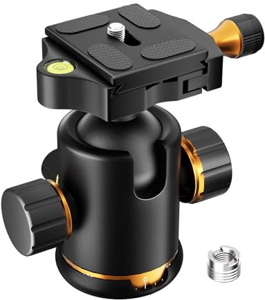 EMART 36mm Camera Tripod Ball Head, 360°Metal Panoramic Low Profile Ballhead with Arca Type Quick Release Plate, 1/4 & 3/8 Screw for Monopod Slider DSLR Camera Camcorder, Vertical Max Load 33lb/15kg