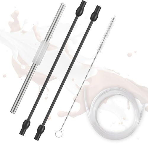 Milk Hose Compatible with Siemens eq6, 2 Milk Hoses, Stainless Steel Milk Tube and Cleaning Brush Set Compatible with Siemens Eq6 Series, Bosch Veroaroma Fully Automatic Coffee Machine