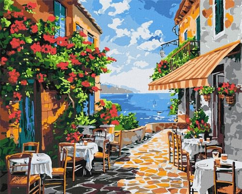 IDEYKA Eine ruhige Ecke ©art_selena_ua Malen nach Zahlen für Erwachsene, einfaches Acryl-Malen nach Zahlen für Erwachsene, mit rahmen,DIY als Geschenk, 40x50cm