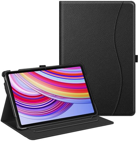 FINTIE Coque pour Xiaomi Redmi Pad Pro 12.1 Pouces/Xiaomi Poco Pad 12.1 2024, Housse Multipositions avec Poche Frontale, Etui Fonction Sommeil/Réveil Auto, Noir