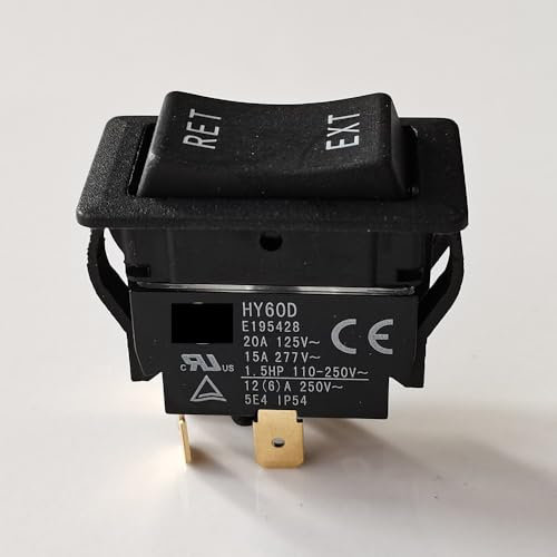 1Piece HY60D Rocker Switch,Automatic Reset RET-EXT,Control Bi-Direction Reversing of electronic starter 20A 125VAC 12(6) A 250VAC YYVFLAUX