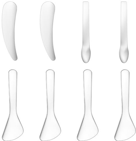 8 Pcs Mini Metal Cosmetic Spatulas, Metal Makeup Spatula for Foundation, Make Up Scoop, Facial Cream Spoon Skincare Spatulas for Skin Care Eye Cream Applicator, Mixing Sampling Beauty Tools