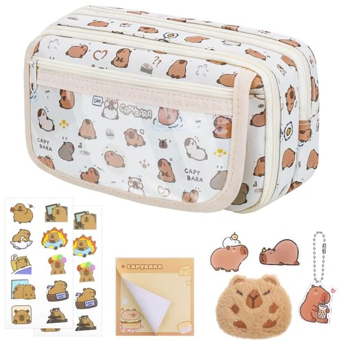 JIANTA Federmäppchen Capybara,Kawaii Capybara Mäppchen Federtasche Mädchen Große Kapazität Mehrschichtig Schlamppermäppchen Set