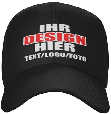Kustima Basecap personalisiert mit Foto/Logo/Text,Baseball Cap selbst gestalten,Trucker Caps für Männer & Frauen,personalisierte Kappe mit Namen,Mesh Cap verstellbar Schwarz