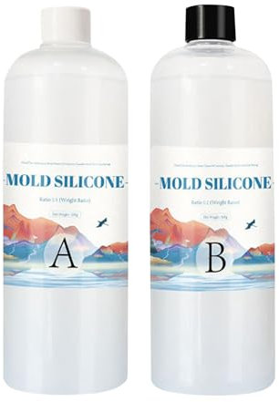 Gmokluytw Silicone Liquido per Stampi – Kit Stampo Silicone – Silicone Trasparente per Stampi Artigianali – Anti Bolle | Flessibile | Uso Alimentare | Rapporto 1:1 | Alta Resistenza allo Strappo