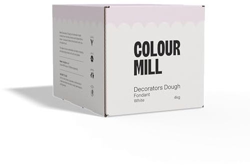 Colour Mill Decorators Dough Edible Cake Covering | Easy-to-Roll, Easy-to-Drape Fondant | Vanilla-Flavored Sugarpaste - 8.8 Pounds White