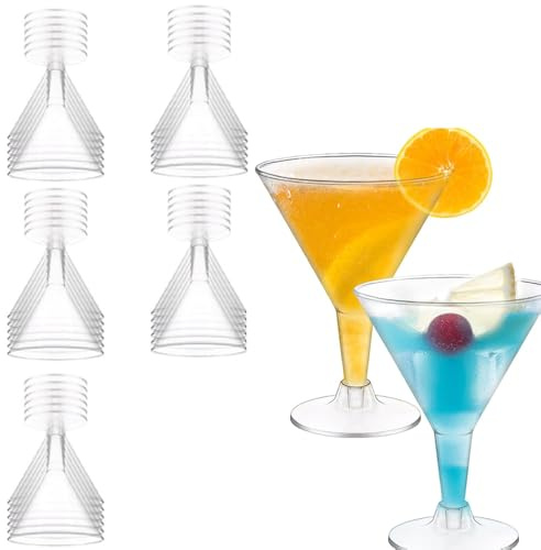 katmerio 30 bicchieri Martini, in plastica, riutilizzabili, 200 ml, classici bicchieri da Martino, Margarita, per feste, compleanni, matrimoni