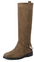 QUEEN HELENA Stivali Alti Classici Donna X33-50 (Khaki, Taglia unica, Sistema Taglie Calzature EU, Adulto, Donna, Numero, Media, 38)