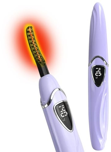 Tehoi S600 Beheizte Wimpernzange – Genaue Temperatursteuerung, intelligente automatische Abschaltung für natürliches Make-up und langanhaltende Locken (Purple+Silver)