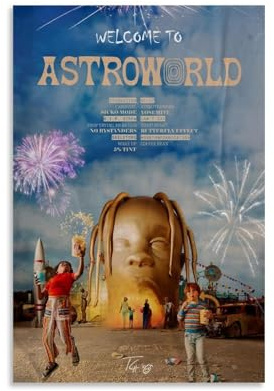 Generisch Travis Poster Scott Astroworld Signature Für Zimmer, Ästhetische Leinwand-Wandkunst, Schlafzimmer-Dekor Poster 12x18inch(30x45cm)