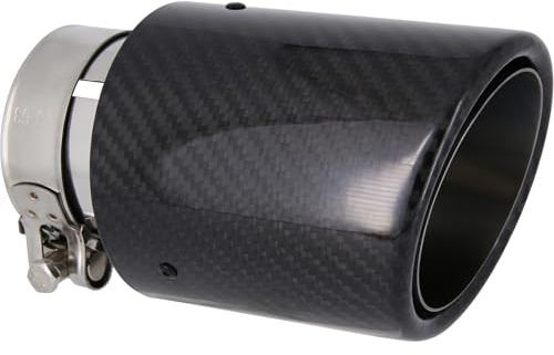 RECAMBO Auspuffblende schräg 150x90mm Edelstahl mit Carbon-Optik universal dezenter Sport-Look - einfache Montage - fester Sitz - aufwertende Heckoptik - langlebige Oberfläche - sauberes Finish