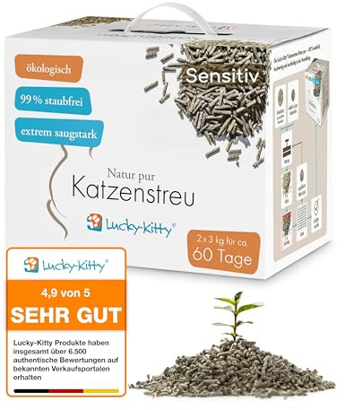Lucky-Kitty Katzenstreu Klumpstreu Sensitiv, 6kg für 60 Tage, Hochsaugfähig