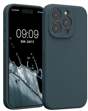kwmobile Hülle kompatibel mit Apple iPhone 15 Pro - Hülle Silikon gummiert - Handyhülle - Handy Case in Dunkler Schiefer