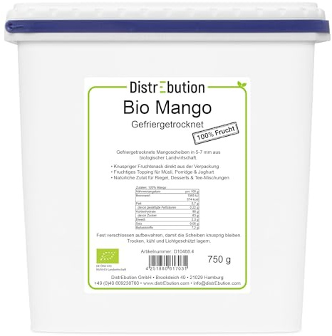 Bio Mango gefriergetrocknet - 750g Knusprige Mangoscheiben, zuckerfrei & vegan, Perfekt als gesunder Snack