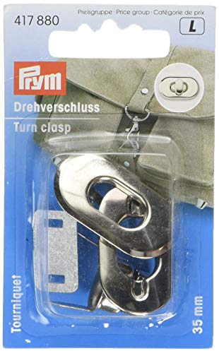 Prym 417880 Drehverschluss silberfarbig Drehklappe für Taschen, Silber, Stück