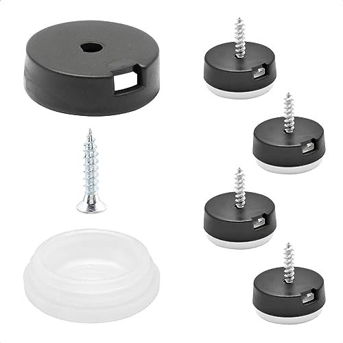 Wagner QuickClick® Stoppgleiter Möbelgleiter Stuhlgleiter 4er-Set zum Anschrauben - 4X Basis+Schraube+Gleiteinsatz rutschhemmend austauschbar - STOPP - Durchmesser Ø 20 mm - Made in DE - 15804100