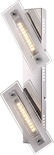 Globo LED Wandleuchte Kristall Wandlampe 2 flammig Wandleuchte Kristall, Glas satiniert, 1x LED 3000K, LxBxT 49x8x11,5 cm
