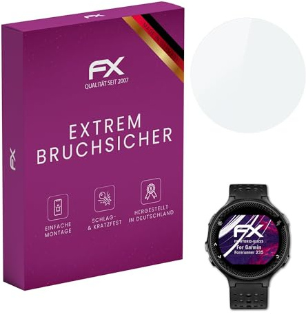 atFoliX Lámina Protectora de plástico Cristal compatible con Garmin Forerunner 235 Película Vidrio, 9H Hybrid-Glass FX Protector Pantalla Vidrio templado de plástico